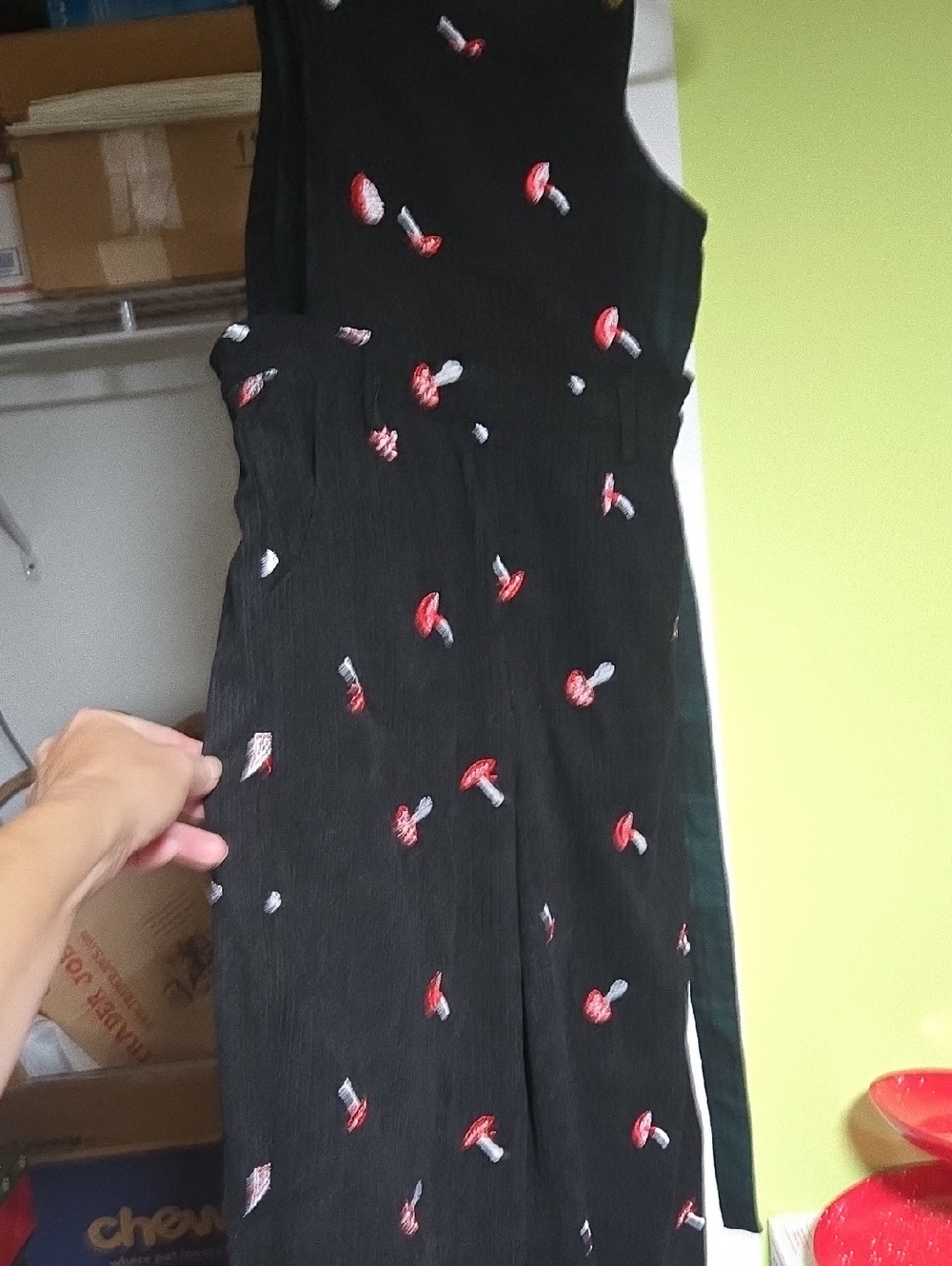 Coudory Cider Black Jumpsuit with Red & White Mushroom Print